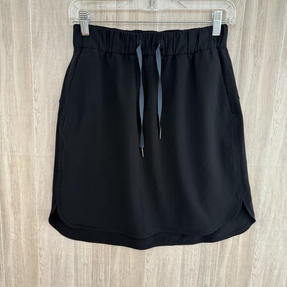 Lululemon On The Fly Pull On Skirt Size 6 Pockets Black Woven Elastic Waist - Picture 3 of 13